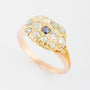 Antieke gouden ring met saffier, briljant en diamant