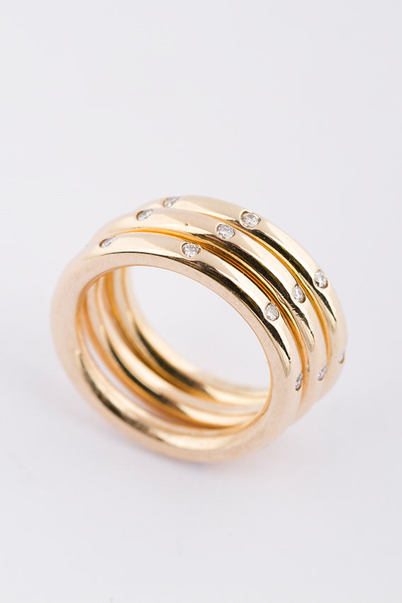 3 stuks gouden alliance ringen met briljant