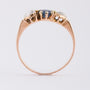 Antique row ring with sapphire and diamond