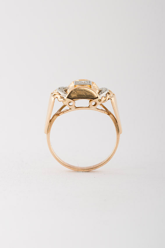 Retro ring met briljant en diamant