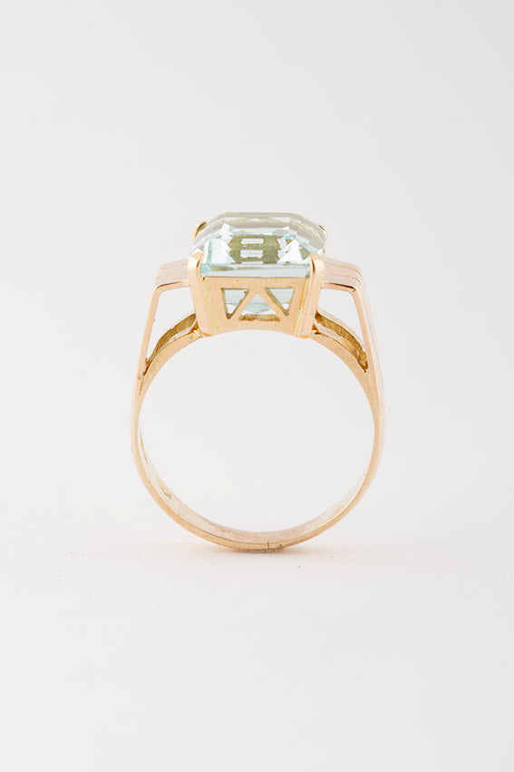 Gouden retro ring met aquamarijn