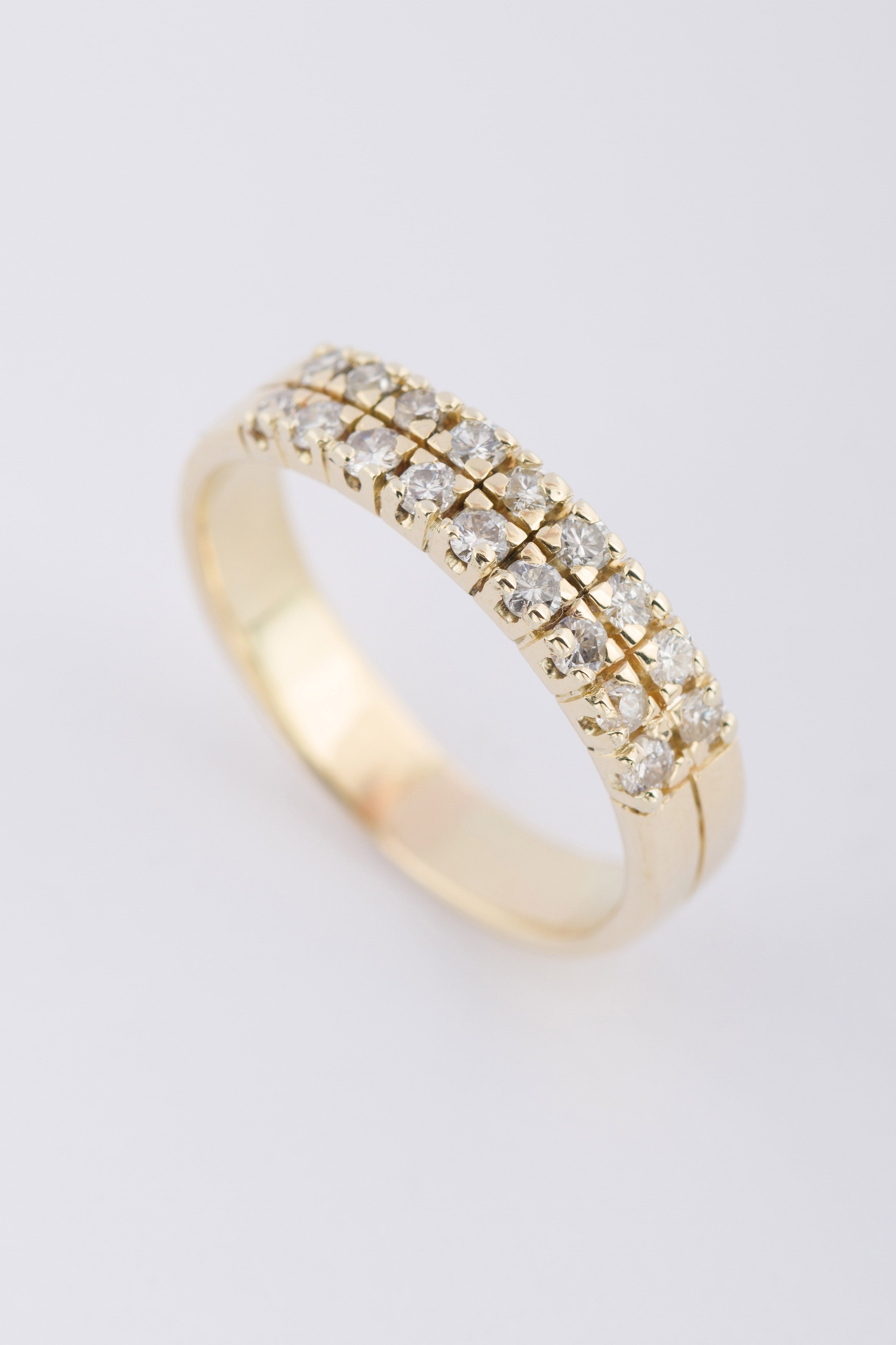 Double row ring with diamonds