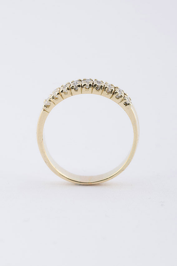 Double row ring with diamonds