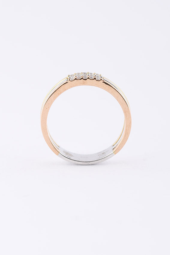 Tri-color ring met briljanten