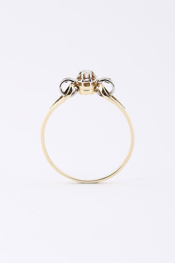 Antieke gouden ring met briljant en diamant
