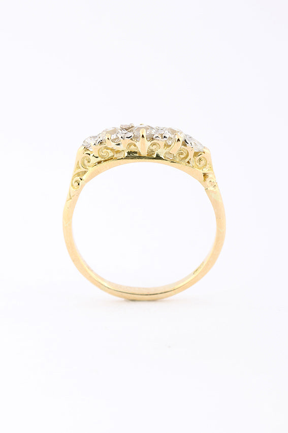 Gouden rij ring met oud geslepen briljanten