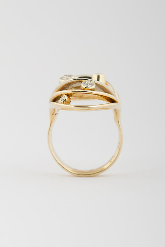 Gouden fantasie ring met briljant