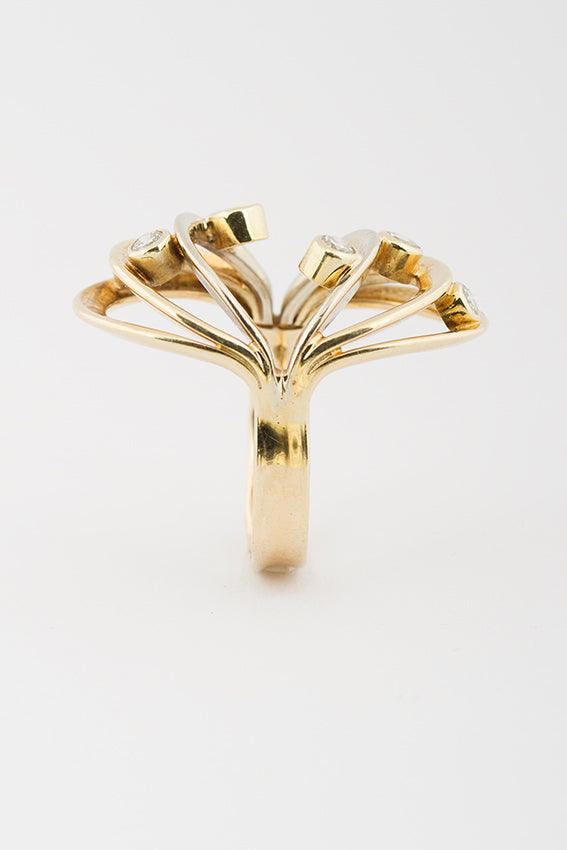 Gouden fantasie ring met briljant