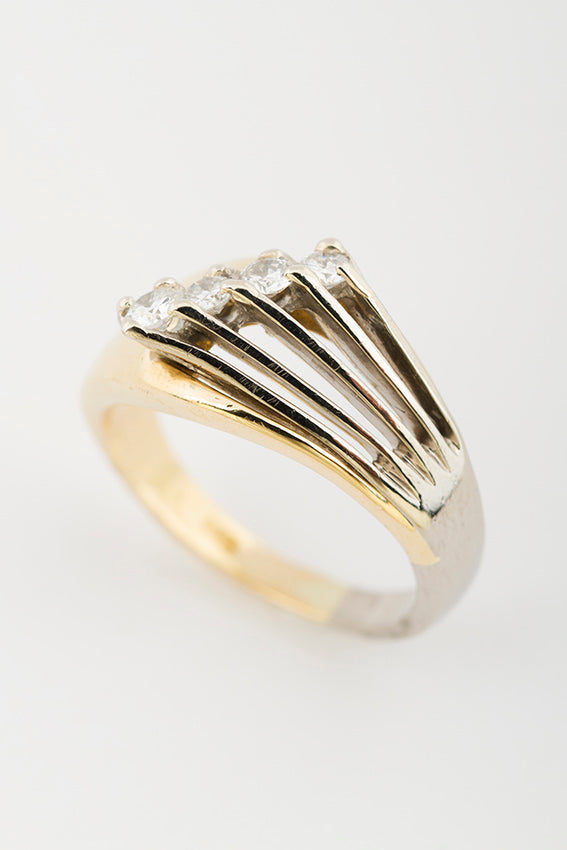 Wit/geel gouden ring met briljant