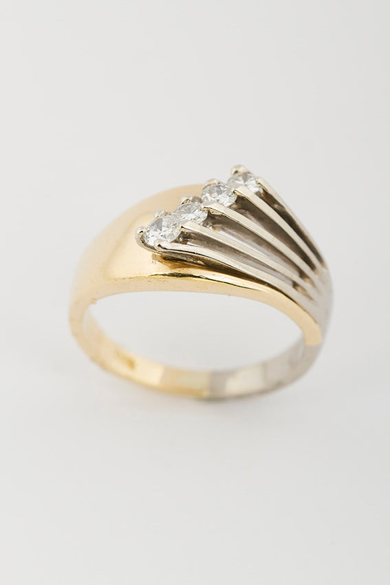 Wit/geel gouden ring met briljant