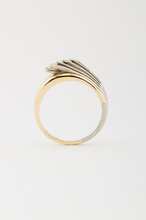 Wit/geel gouden ring met briljant