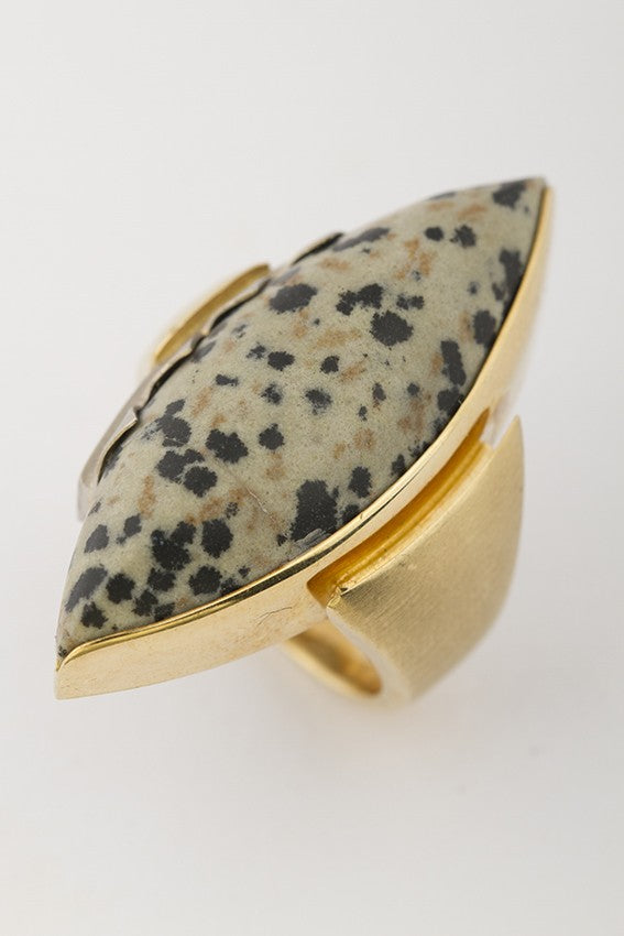 Wit/geel gouden ring met jaspis