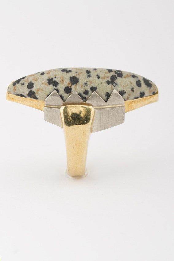 Wit/geel gouden ring met jaspis