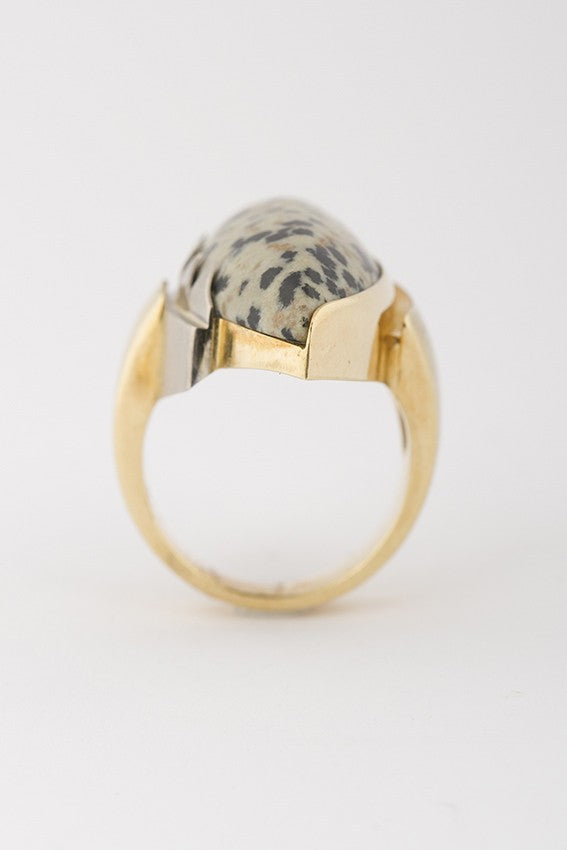 Wit/geel gouden ring met jaspis