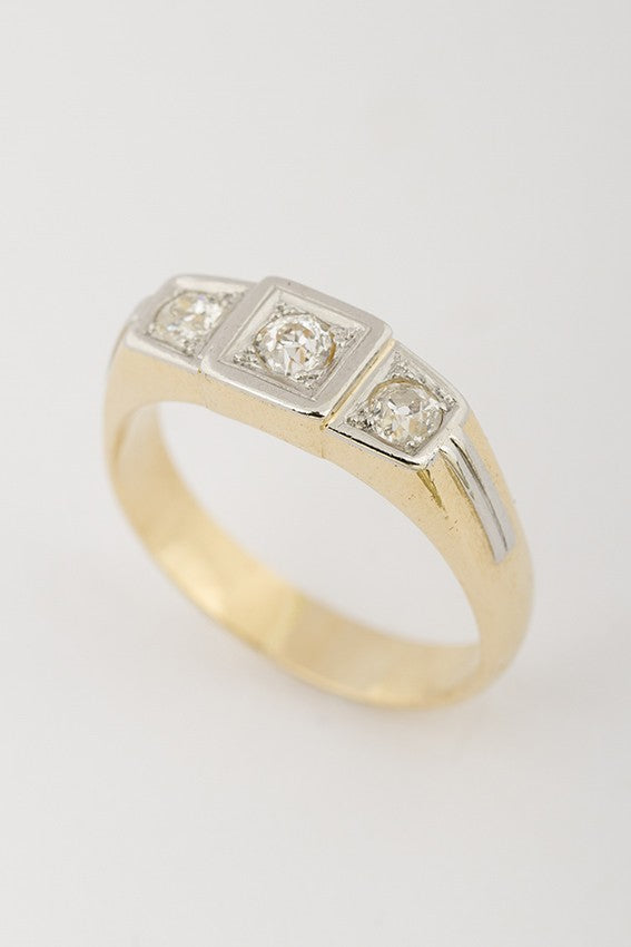 Gouden heren ring met oud geslepen briljant