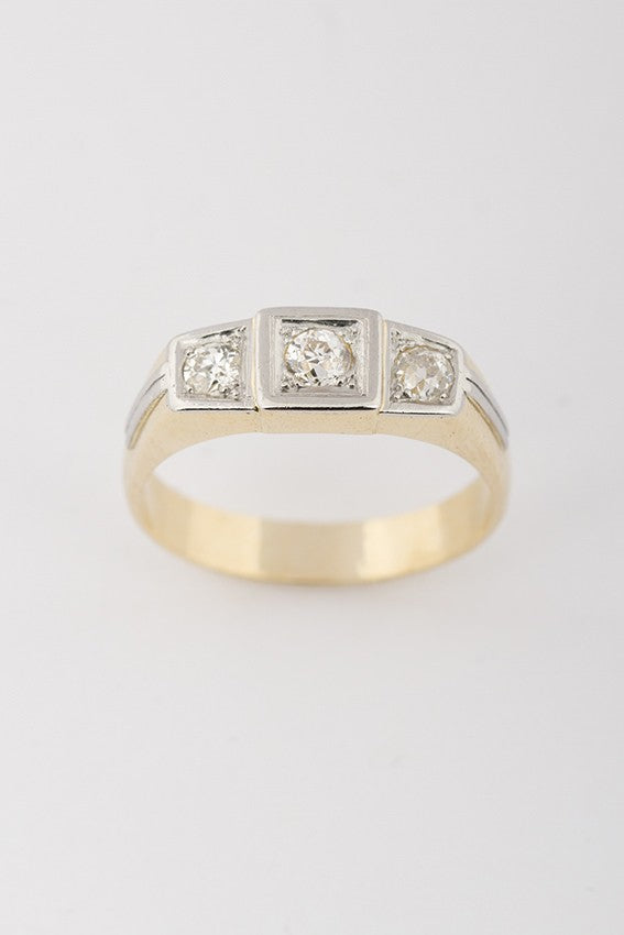 Gouden heren ring met oud geslepen briljant