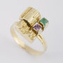 Gouden ring met amethist en groen agaat