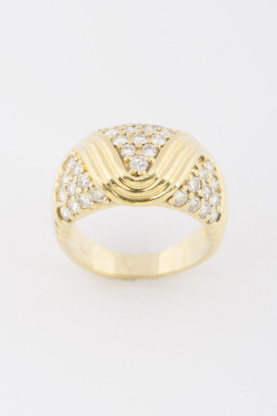 Gouden band ring met briljanten