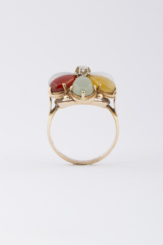 Gouden cocktail ring met edelstenen