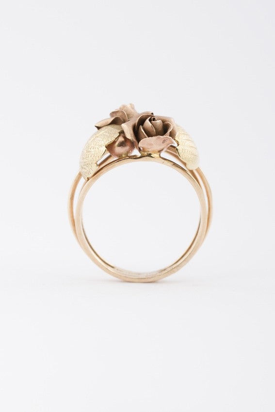 Gouden bi-color roos ring