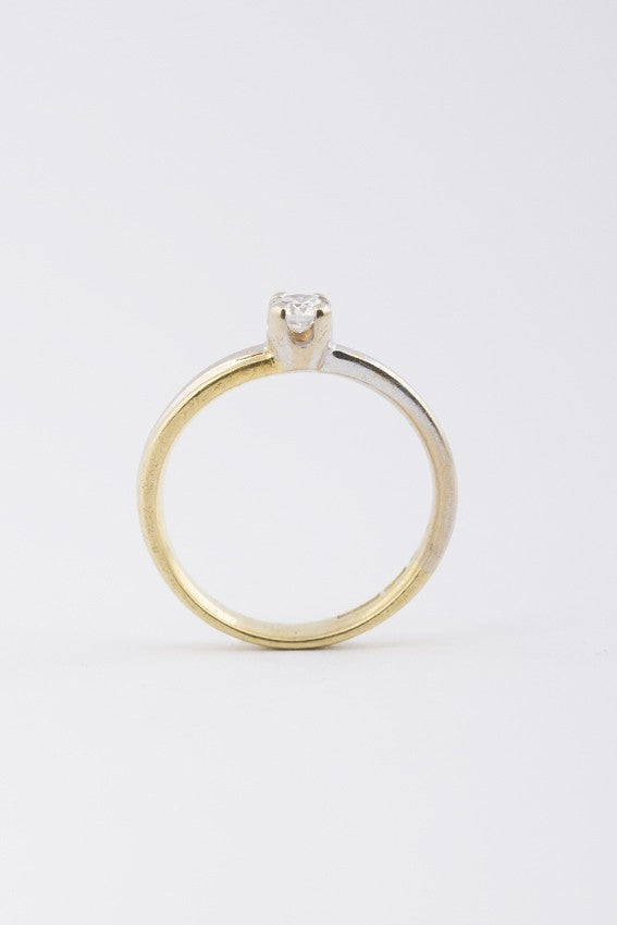 Wit/geel gouden solitair ring met briljant