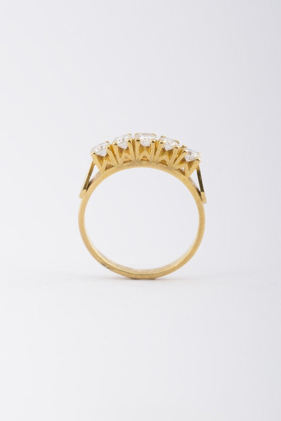 Gouden rij ring met briljant