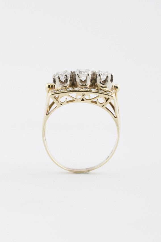 Gouden ring met briljanten en diamanten (50-er jaren)