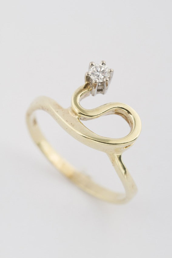 Gouden fantasie ring met briljant