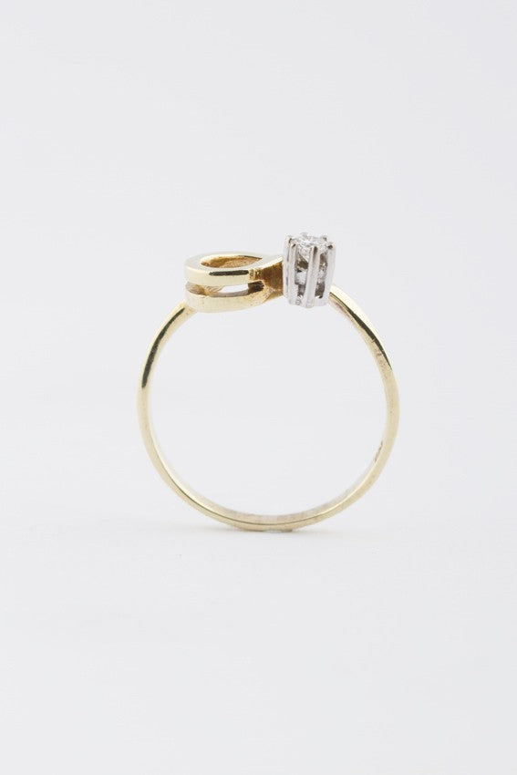 Gouden fantasie ring met briljant