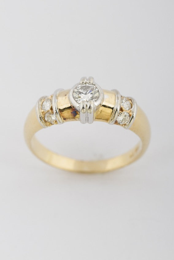 Gouden band ring met briljanten
