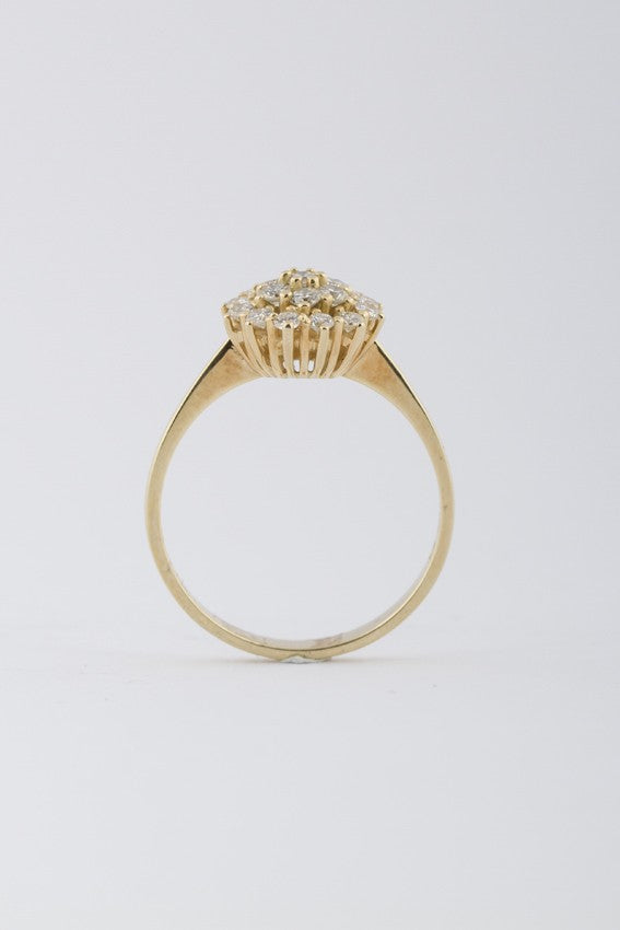 Gouden dubbele entourage ring met briljanten