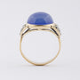 Gouden ring met chalcedoon en oud geslepen briljant