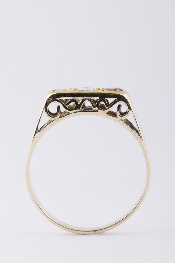 9 carat row ring with diamonds