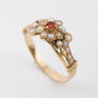 Antieke gouden ring met spersartien en parels