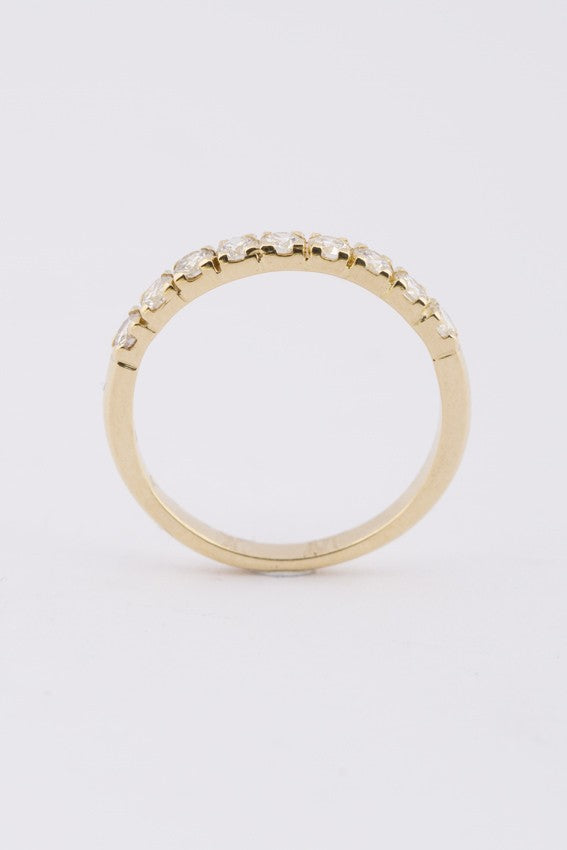 Gouden rij ring met 9 briljanten