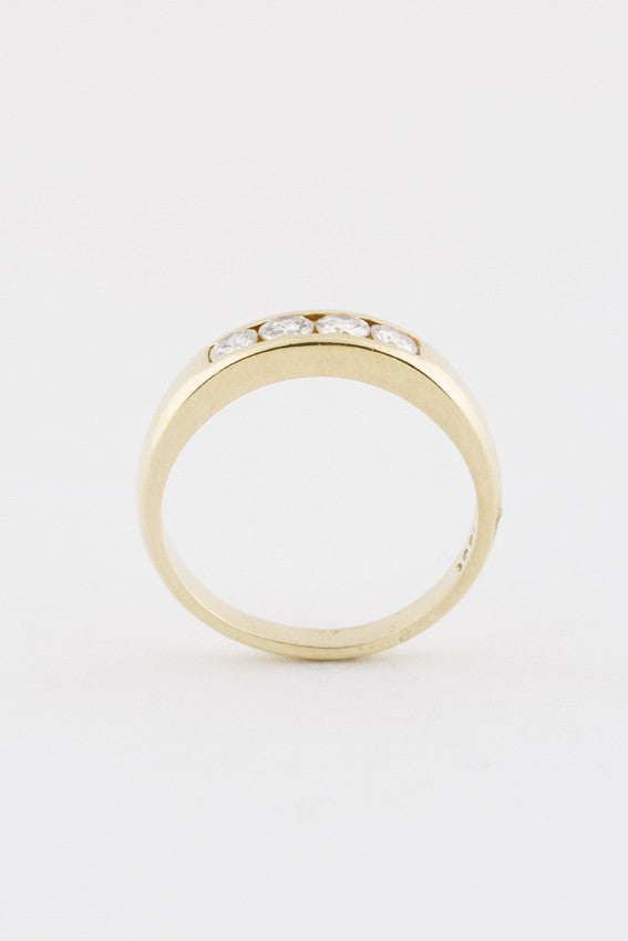 Gouden rij ring met 4 briljanten