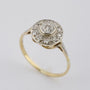 Old 9 carat entourage ring with old-cut brilliant