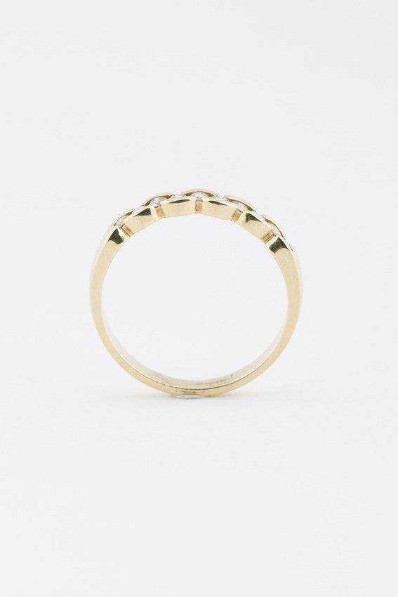 Gouden rij ring met 10 briljanten