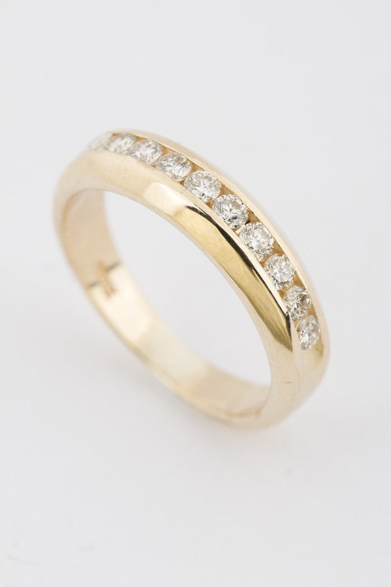 Gouden rij ring met 10 briljanten