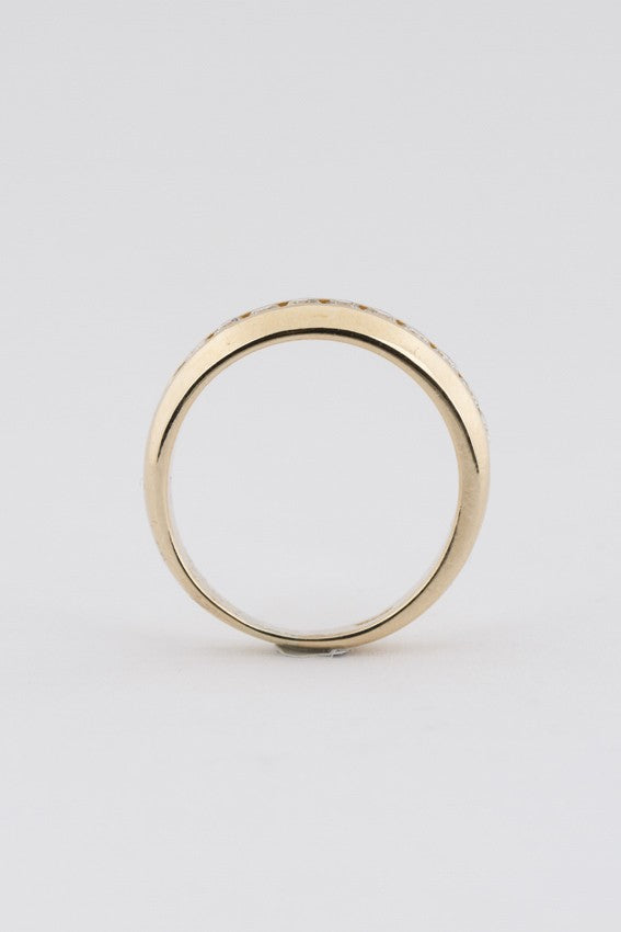 Gouden rij ring met 10 briljanten