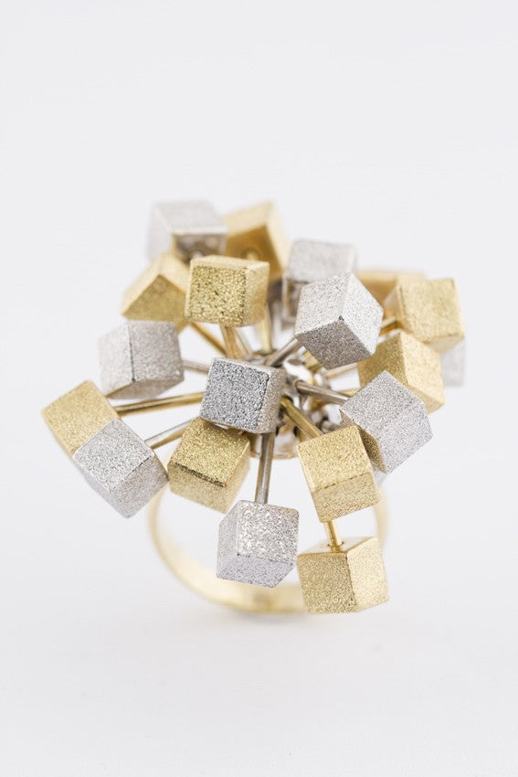 Wit/geel gouden gestileerde ring