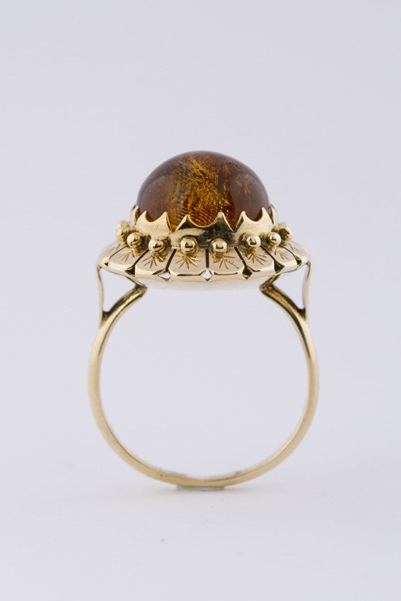 Gouden ring met barnsteen