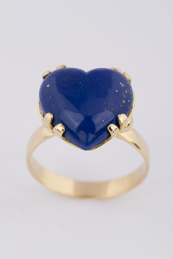 Gouden ring met hart geslepen Lapis Lazuli