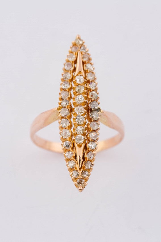 Gouden markies ring met diamanten