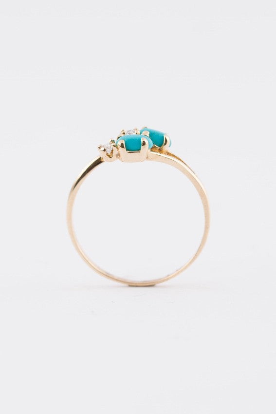 Gouden slag ring met turkoois en briljant