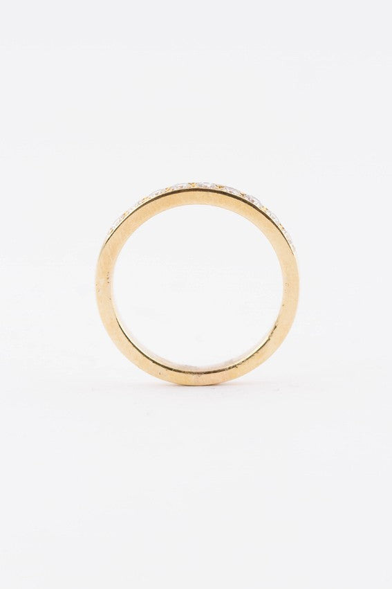 Gouden rij ring met 9 briljanten