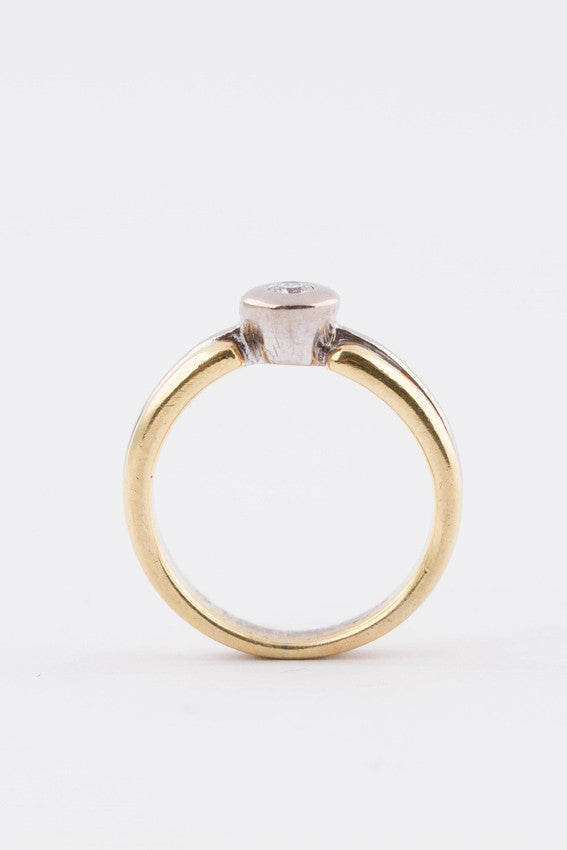 Wit/geel gouden solitair ring met een briljant