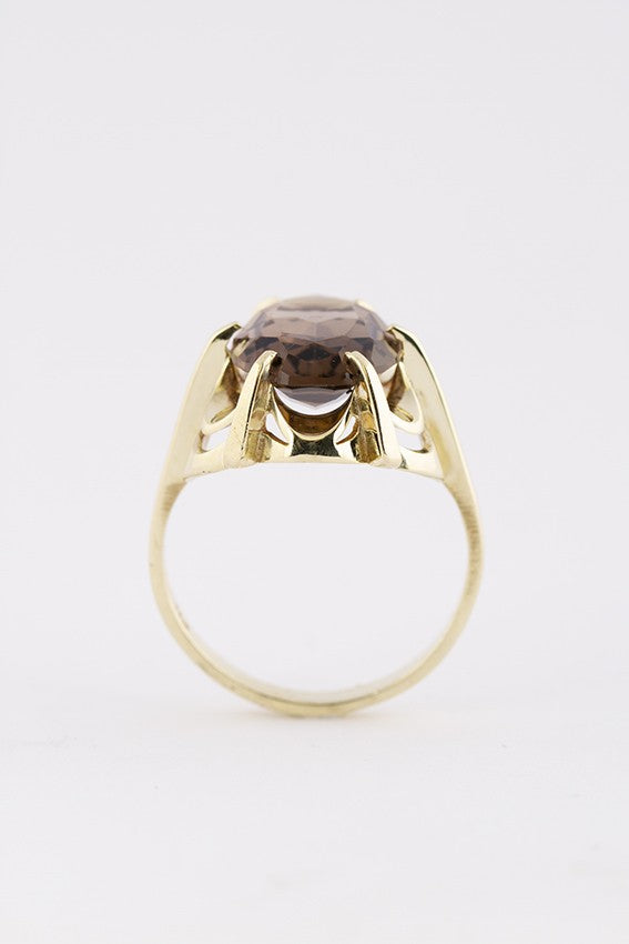 Gouden ring met rookkwarts