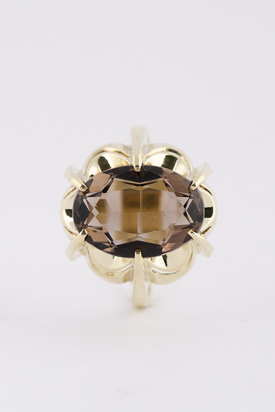 Gouden ring met rookkwarts