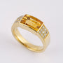 Gold band ring with faceted citrine and brilliants